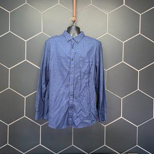 -Used! Mens Ben Sherman Navy Blue Cotton Long Sleeve Button Up Business Size XL